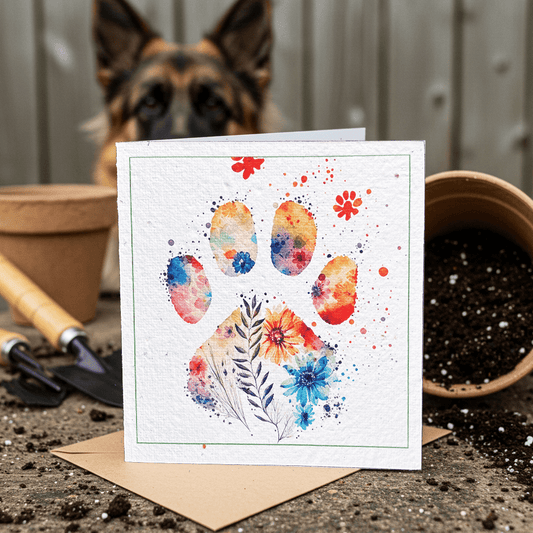 Floral Paw Plantable Card - Plantacard