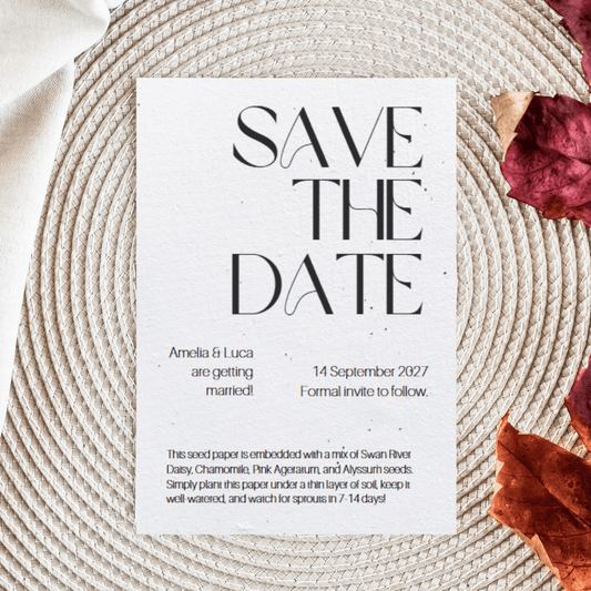 Simply Wed – Plantable Save The Date Card | A6 Seed Paper 🌿💍 - Plantacard