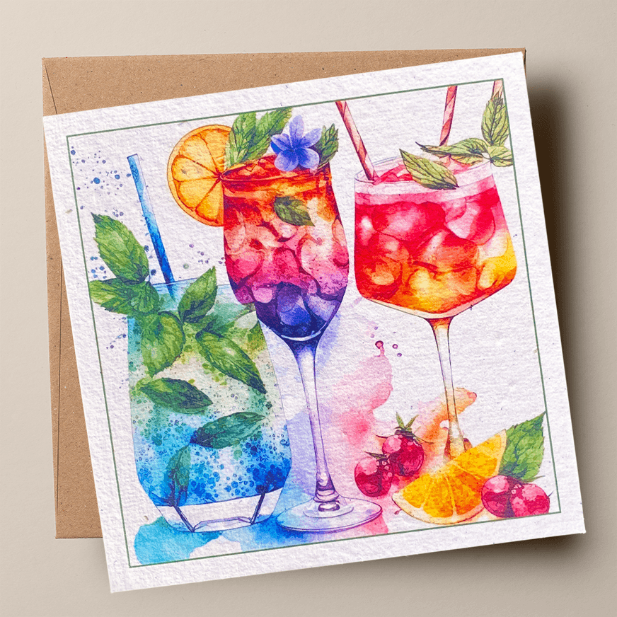 COCKTAIL CHEERS🌱Plantacard 10pk (Mixed Flowers)