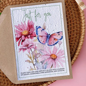 JUST FOR YOU Plantacard🌱Grow me into Swan River Daisy, Chamomile, Alyssum & Pink Ageratum - Plantacard